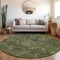 Homeroots 8' Olive Green And Charcoal Round Damask Washable Indoor Outdoor Area Rug 603331 - alternate 9