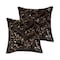 Homeroots Set of Two 18" Chocolate and Gold Chevron Cowhide Throw Pillows with Glitter, 2PK 544585 - alternate 6
