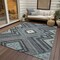 Homeroots 9' X 12' Pewter Charcoal And Sky Blue Tribal Washable Indoor Outdoor Area Rug 598152 - alternate 8