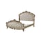 Homeroots Antiqued White Wood And Tufted Silk Queen Bed Frame With Nailhead Trim 347173 - alternate 6