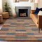 Homeroots 5' X 8' Beige Blue And Gold Striped Washable Indoor Outdoor Area Rug 615465 - alternate 6