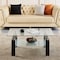 Homeroots 39" Clear and Black Glass and Steel Coffee Table With Shelf 635698 - alternate 9