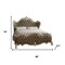 Homeroots Gray and Bone Carved Scrollwork Solid Wood And Tufted Faux Leather Queen Bed Frame W/ Nailhead Trim 348177 - alternate 5