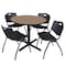 Regency Round Cain Breakroom Table W/ 4 M Stack Chairs, 42 in W, 42 in L, Noble Oak TB42RNDNO47BK - alternate 1