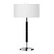 Homeroots 25" Black and Silver Metal Two Light Table Lamp With White Drum Shade 524305 - alternate 1