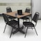 Regency Square Kobe Breakroom Table W/ 4 Restaurant Stack Chairs, 36 in W, 36 in L, Noble Oak TKB3636NO29BK - alternate 7