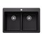 Blanco Liven SILGRANIT 33in 50/50 Double Bowl Dual Mount Kitchen Sink with Low Divide - Coal Black 443202 - alternate 1