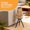 Vintiquewise Indoor and Outdoor Modern Natural Bamboo Decorative Lantern with Black Stand and Glass Candle Holder QI004165 - alternate 7
