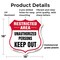 Signmission Restricted Area Shield Sign Unauthorized, 18 Inch X 18 Inch, Plastic Sign SHI-P-18-457 - alternate 5