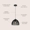 Jonathan Y Campana 10.25" 1-Light Bohemian Modern Woven Rope/Iron LED Pendant, Black JYL6513B - alternate 10