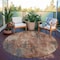 Homeroots 8' Rust Gray And Ivory Round Abstract Washable Indoor Outdoor Area Rug 617664 - alternate 7