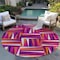 Homeroots 8' Red Purple And Copper Round Geometric Washable Indoor Outdoor Area Rug 598258 - alternate 6