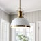 Jonathan Y Homer 13" 1-Light Modern Industrial Metal LED Dome Pendant, Brass Gold/White JYL9536D - alternate 8