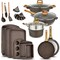Bakken- Swiss Kitchen Cookware Set Nonstick Granite Coating, Pots and Pans w/ Handle Grips and Tempered Glass Lids BKCAS20BRN02 - alternate 1