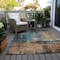 Homeroots 3' X 5' Teal Blue Black And Copper Abstract Washable Indoor Outdoor Area Rug 606074 - alternate 8