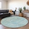 Homeroots 8' Teal Blue And Ivory Round Abstract Washable Indoor Outdoor Area Rug 594961 - alternate 7