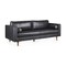 Homeroots 88" Black Leather Sofa And Toss Pillows With Brown Legs 607326 - alternate 1