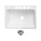 Kingston Brass 33" Cast Iron Single Bowl Undermount Kitchen Sink, 4-Hole with Strainer, White/Polished Chrome KGCKUS332291 - alternate 1