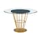Homeroots 48" Clear And Gold Glass And Stainless Steel Pedestal Base Round Top Dining Table 569438 - alternate 1