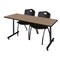 Regency Kobe T-Base Training Seminar Table W/ 2 M Stack Chairs, 72 in W, 24 in L, Noble Oak MKTRCT7224NO47BK - alternate 1