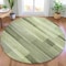 Homeroots 8' Green And Ivory Round Striped Washable Indoor Outdoor Area Rug 630989 - alternate 4