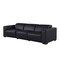 Homeroots 110" Black Top Grain Leather Reclining Metal USB Sofa 720307 - alternate 9