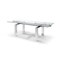 Homeroots 63" Clear and Silver Glass and Stainless Steel Self-Storing Leaf Dining Table 320769 - alternate 8
