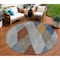 Homeroots 8' Gray Gold And Blue Round Argyle Washable Indoor Outdoor Area Rug 613695 - alternate 1