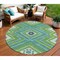 Homeroots 8' Lime Green Aqua And Ivory Round Tribal Washable Indoor Outdoor Area Rug 598132 - alternate 1
