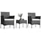 Yssoa Patio Furniture Set 3 Pieces Outdoor Rattan Wicker Chairs with Soft Cushion and Glass Coffee 3A88FNSOFASET3RATTANBLK - alternate 1