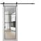 Sartodoors Sturdy Barn Door Clear Tempered Glass, Lucia 2466 White Silk and Aluminum Strips, 6.6FT Black Rail LUCIA2466BD-B-WS-32 x 96 - alternate 1