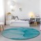 Homeroots 8' Round Teal Round Abstract Washable Non Skid Indoor Outdoor Area Rug 559780 - alternate 8