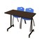 Regency Kobe Mobile T-Base Training Table W/ 2 M Stack Chairs, 48 in W, 24 in L, Neo Walnut MKTRCC4824NW47BE - alternate 1