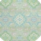 Homeroots 8' Mint Green Blue And Ivory Round Oriental Washable Indoor Outdoor Area Rug 597700 - alternate 7