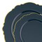 Smarty Had A Party Navy w/Gold Rim Round Blossom Plastic Dinnerware  Set (120 Dinner Plates+120 Salad Plates), 240PK 4840NG-VP-CASE - alternate 10