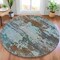 Homeroots 8' Brown And Blue Round Abstract Washable Indoor Outdoor Area Rug 630719 - alternate 1