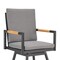 Armen Living Crown Outdoor Patio Swivel Bar Stool in Black Aluminum with Wood Accent and Dark Gray Cushions LCCRSWBABLKDGRY30 - alternate 7