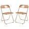Leisuremod Lawrence Acrylic Folding Chair with Gold Metal Frame, Tangerine, 2PK LFG19OR2 - alternate 1