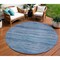 Homeroots 8' Denim Blue And Sky Blue Round Abstract Washable Indoor Outdoor Area Rug 618270 - alternate 1