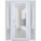 Vdomdoors Front Exterior Prehung FiberGlass Door Frosted Glass / Manux 8102 White Silk / 2 Sidelight Exterior MANUX8102EXD-WS-W14+30+14 x H80-RH - alternate 1