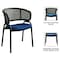 Leisuremod Ervilla Dining Chair in Black Steel Frame with Black Wicker Back in Navy Blue, 2PK ECBL-20BL-NBU2 - alternate 8