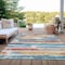 Homeroots 8' X 10' Ivory Teal Blue Orange And Red Striped Washable Indoor Outdoor Area Rug 616655 - alternate 8