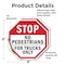Signmission Stop No Pedestrians for Trucks Only, 6 inch X 6 inch, Vinyl Decal, 2PK OC-D-2PACK-6-56 - alternate 4