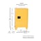 Justrite 12 gal, 1 Shelves, 18-Gauge Steel, 23.25 in W x 39 in H x Yellow 1924XLEGS - alternate 3