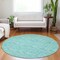 Homeroots 8' Teal Blue And Ivory Round Floral Washable Indoor Outdoor Area Rug 581884 - alternate 7