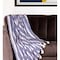 Homeroots 50" X 60" Blue and White Woven Cotton Striped Throw Blanket with Tassels 548933 - alternate 5