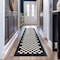World Rug Gallery Contemporary Checkered Border Washable Non Slip Runner Rug 2 ft x 10 ft Black WR81BLACK2X10 - alternate 1