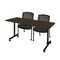 Regency Kobe Mobile T-Base Training Seminar Table W/ 2 Knight Mesh Chairs, 60 in W, 24 in L, Neo Walnut MKTRCC6024NW56CBK - alternate 1