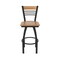 Holland Bar Stool Co Eleanor 36in Swivel Extra Tall Bar Stool, Black Wrinkle Finish, Medium Back and Medium Maple Seat 880 - alternate 7