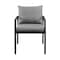 Armen Living Cayman Outdoor Patio Dining Chairs with Arms in Aluminum with Gray Cushions - Set of 2 LCCCCHBL - alternate 7